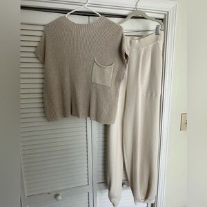 Free People Freya Sweater Set in Oatmeal Bone Combo